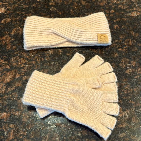 C&C California soft pink winter head band and matching gloves. - Picture 1 of 5